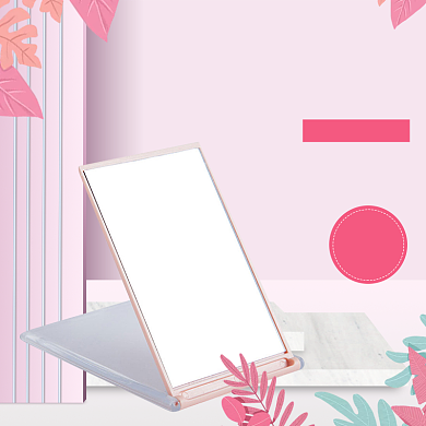 粉色简约少女心化妆镜镜子主图背景