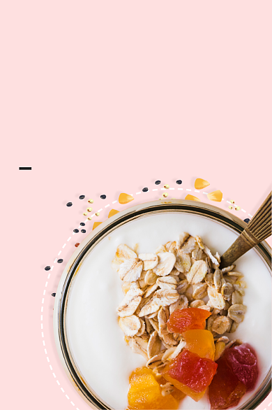 饱腹水果燕麦麦片减脂粉色清新食品主图背景