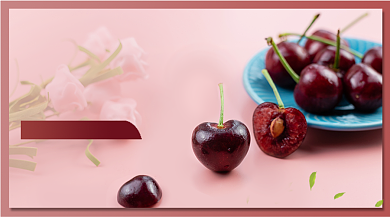 限时促销清新粉色智利车厘子手机横图背景