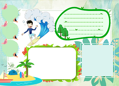 淡绿色卡通风防溺水手抄报背景