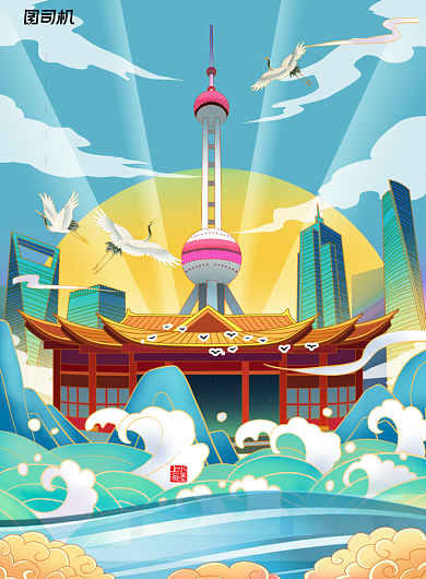 东方明珠上海系列海报背景