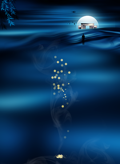 房地产蓝色高档古风开盘销售宣传海报背景