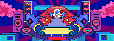 手绘插画风造物节促销活动电商banner背景