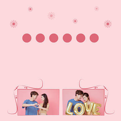 甜蜜时光粉嫩情侣方形配图背景