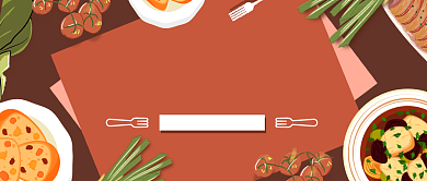 聚餐美食手绘风微信首图背景