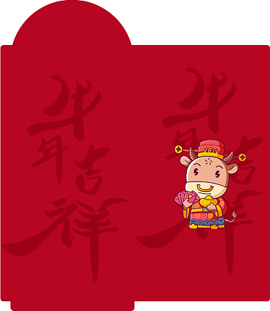 牛年卡通简约红色背景