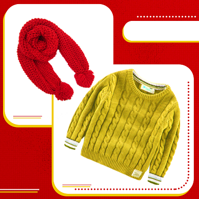 童装春节年货节穿搭推荐围巾毛衣主图背景