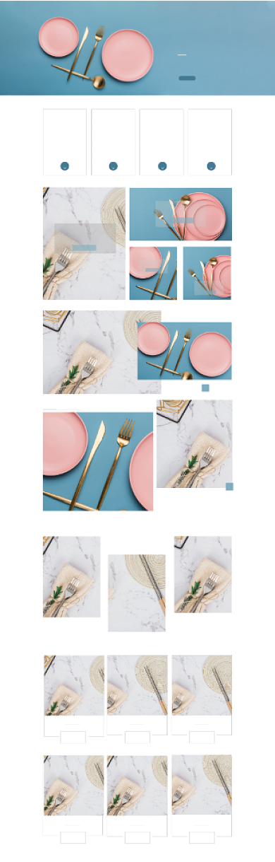 蓝色简约风餐具厨房家具电商首页背景