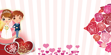婚礼桌签粉色卡通可爱浪漫喜宴婚庆桌牌背景