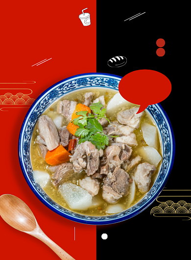 羊肉砂锅冬季美食摄影印刷海报背景