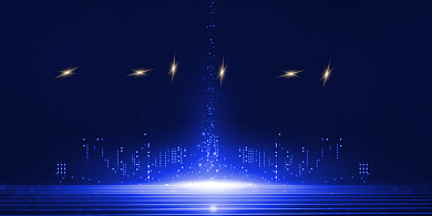 企业年会盛典蓝色商务科技印刷展板背景