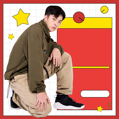 年货节男装主图手绘卡通风直通车背景