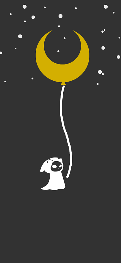 小幽灵月亮气球手机壁纸背景
