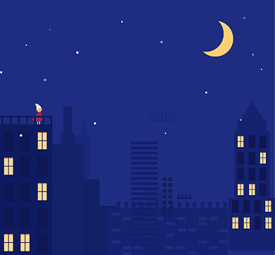 走到灯火通明清新简约朋友圈封面背景