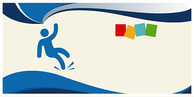 小心地滑蓝色商务横版温馨提示卡背景