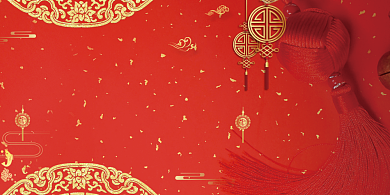 红色新年喜庆烫金年会接待处贵宾席卡背景