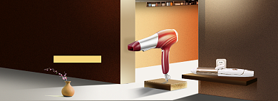 淘宝数码简约小家电吹风机海报背景