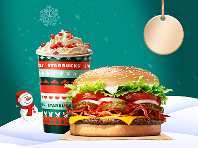 绿色卡通圣诞节食物美团主图背景