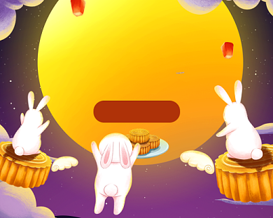 中秋节促销卡通插画小程序封面背景