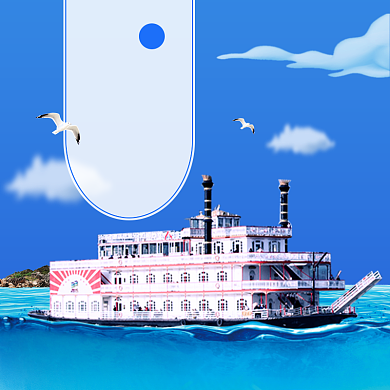 游轮双人旅游简约促销主图背景