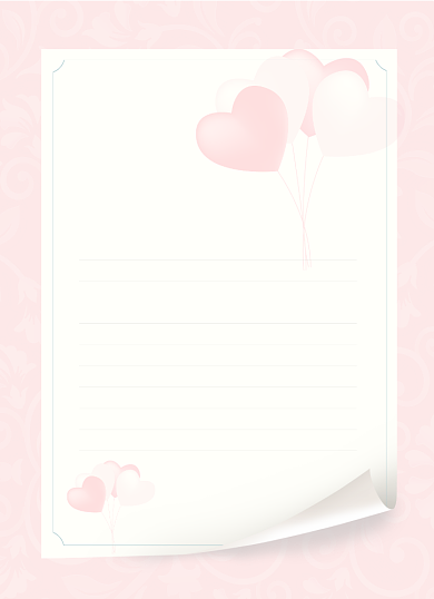 情书粉色浪漫爱心气球告白信纸背景