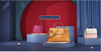 原创风喜迎元旦电商包包场景海报背景