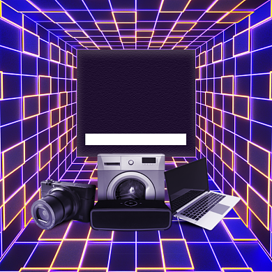 双十二数码专场大促满减霓虹灯促销主图背景