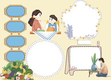 健康人生绿色无毒卡通人物橙色小报背景