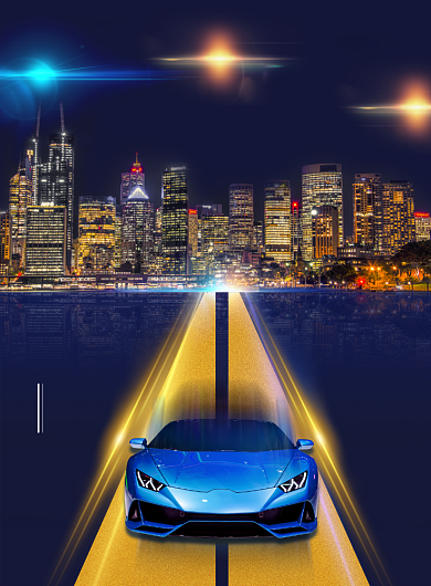 汽车分期购城市摄影印刷海报背景