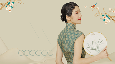 国潮中国风旗袍广告banner背景