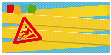 小心地滑黄色简约横版温馨提示卡背景