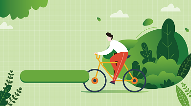 假期去骑行插画广告banner背景