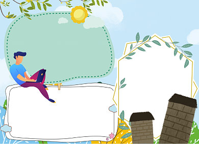 文明上网快乐成长网络安全小报创意卡通背景