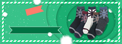 绿色服饰圣诞棉袜商品大促banner背景