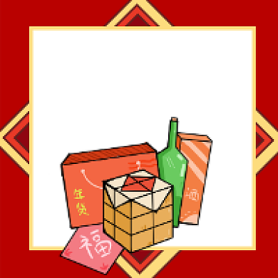 年货节​红色简约插画公众号次图背景