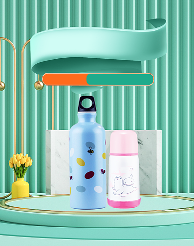 绿色简约C4D母婴产品海报背景