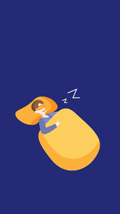 不想上班手绘卡通蓝色手机壁纸背景