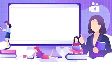 考研培训班紫色插画广告banner背景