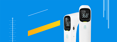 蓝色简约家电电商电子体温计数码电子促销海报背景