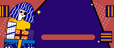 蓝色卡通孟菲斯双12剁手公众号首图背景