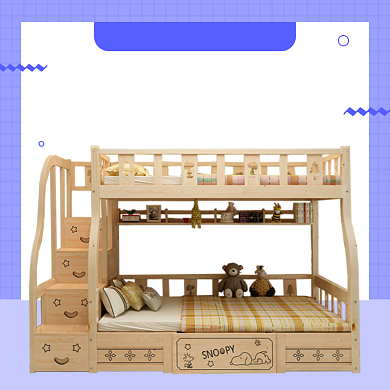 家居儿童上下铺床儿童床主图背景