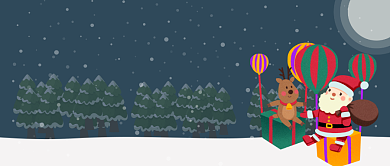 蓝色卡通圣诞老人圣诞快乐公众号首图背景