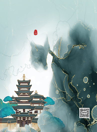 寒山寺苏州系列海报背景