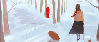 手绘卡通大雪节气公众号首图背景