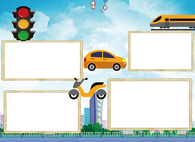 卡通蓝色交通安全手抄报小报背景