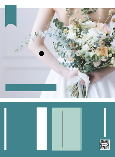 鲜花绿色时尚清新婚礼花束预定印刷海报背景