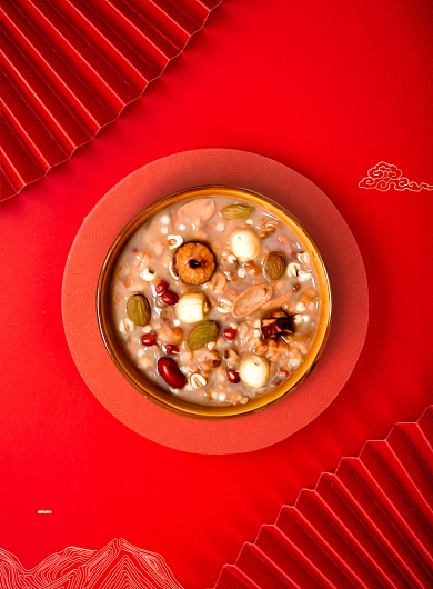 红色中国风腊八节腊八粥家的味道海报背景