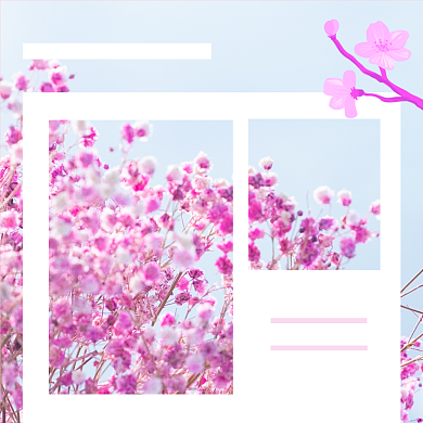 粉色小清新早安你好问候方形配图背景