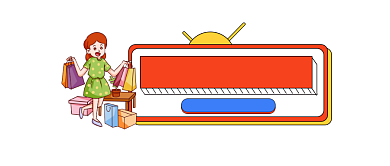 购物省钱简约插画公众号logo背景