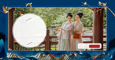 中国风汉服古装女装海报banner背景